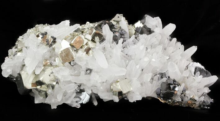 Gleaming, Cubic Pyrite, Quartz & Sphalerite Cluster - Peru #46099
